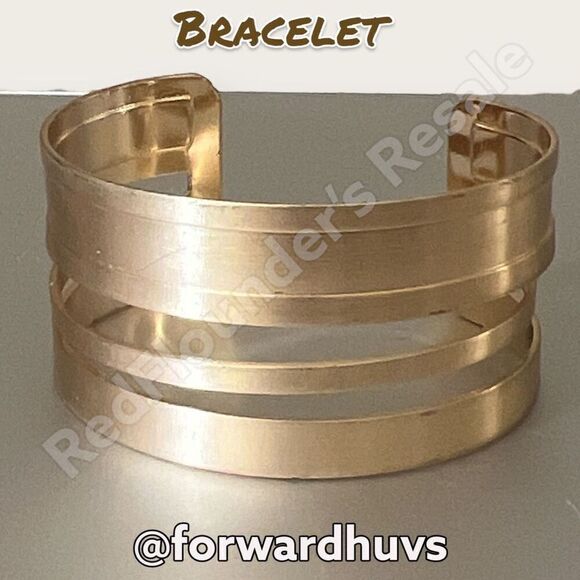 Bundle Sale 3 for $15 | Wide Gold Tone Metal Cuff Bracelet - Picture 3 of 5